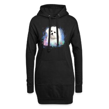 bichon frisé, maltais, chien, graffiti, doodle - Sweat-shirt à capuche long Femme - noir - Devant