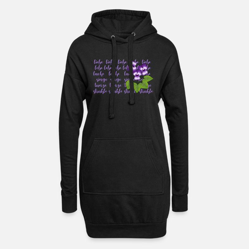 Veilchen, liebe, lebe lache - Hoodie-Kleid - Schwarz