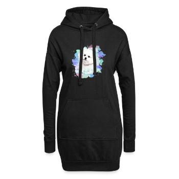 bichon frisé, maltais, chien, aquarelle, aquarelle - Sweat-shirt à capuche long Femme - noir - Devant
