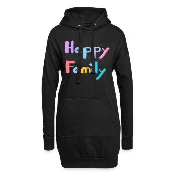 TEXTE DE FAMILLE HEUREUSE - Sweat-shirt à capuche long Femme - noir - Devant