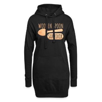 Survivant de la cuillère en bois - Sweat-shirt à capuche long Femme - noir - Devant