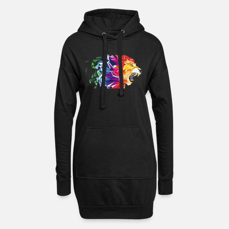 Löwe - Hoodie-Kleid - Schwarz