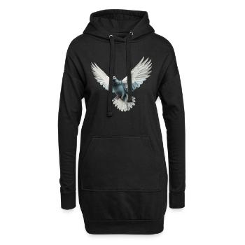 Friedenstaube - Hoodie-Kleid - Schwarz - Vorne