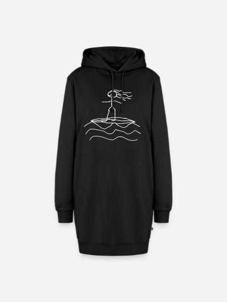 Surfen - Hoodie-Kleid - Schwarz