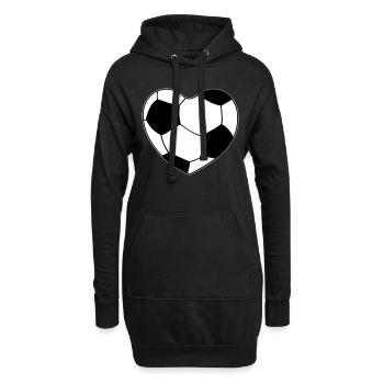 Herz Fußball - Hoodie-Kleid - Schwarz - Vorne
