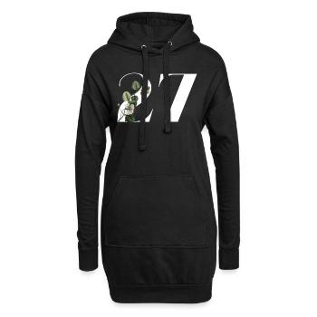 Numéro 27 floral vert -27e anniversaire floral - Sweat-shirt à capuche long Femme - noir - Devant