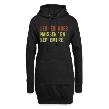 Legenden werden im September geboren - Hoodie-Kleid - Schwarz - Vorne
