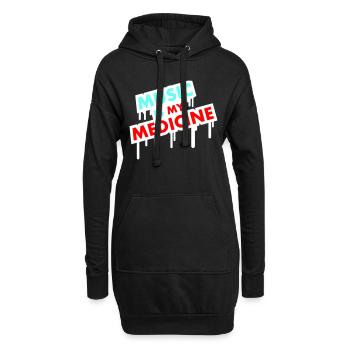 Music is my Medicine Graffiti Spruch Musik Party - Hoodie-Kleid - Schwarz - Vorne