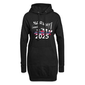 Norwegen 2025 Lachs mit Bergen und Elch Angeln - Hoodie-Kleid - Schwarz - Vorne