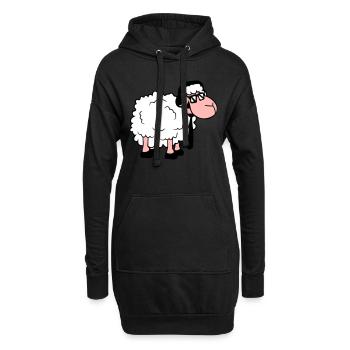 mouton lunettes de soleil cravate musique DJ casque Fun - Sweat-shirt à capuche long Femme - noir - Devant
