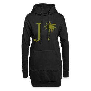 Letter j Green Palm - Hoodie Dress - black - Front