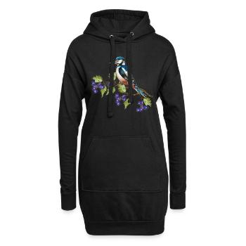 Bunter Vogel - Hoodie-Kleid - Schwarz - Vorne