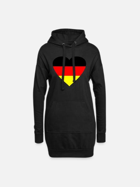 herz_deutschland2 - Hoodie-Kleid - Schwarz