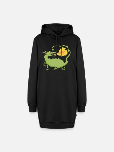 Feuerdrache - Hoodie-Kleid - Schwarz
