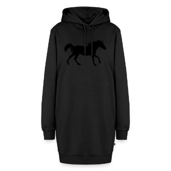 horse114 - Hoodie-Kleid - Schwarz - Vorne - AI Model Female 172 light (172cm)