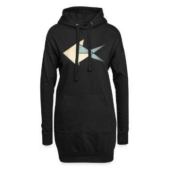 Origami: Fish (parchment paper look) - Hoodie-Kleid - Schwarz - Vorne
