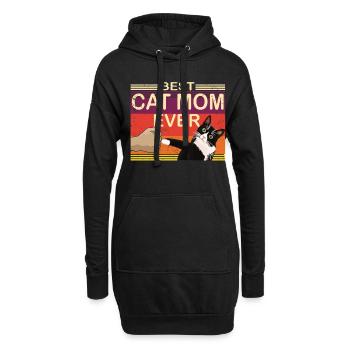 Chatamama Mère Chat Cat Maman Cadeau - Sweat-shirt à capuche long Femme - noir - Devant