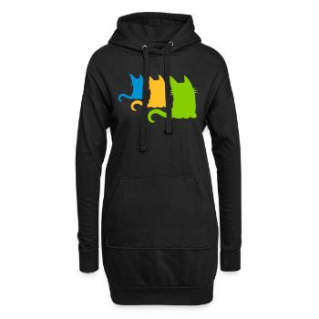 3 bunte kleine Katzen - Hoodie-Kleid - Schwarz - Vorne