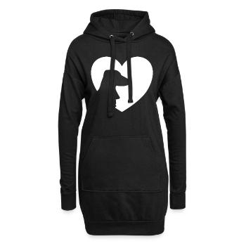 Cœur de chien J’aime le cadeau de cœur de teckel teckel - Sweat-shirt à capuche long Femme - noir - Devant