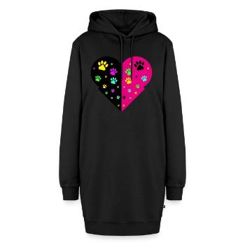 Katzenpfoten - Hoodie-Kleid - Schwarz - Vorne - AI Model Female 172 light (172cm)