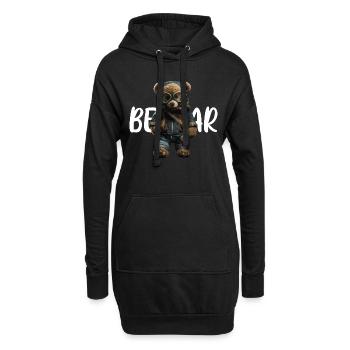 Masken Teddy Bär dunkel - Hoodie-Kleid - Schwarz - Vorne