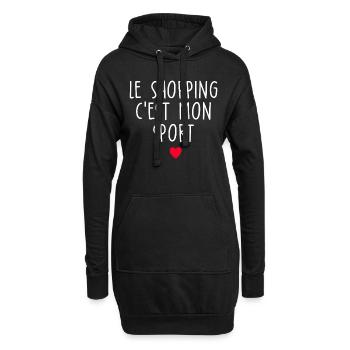 le shopping c est mon sport / cadeau humour femme - Sweat-shirt à capuche long Femme - noir - Devant