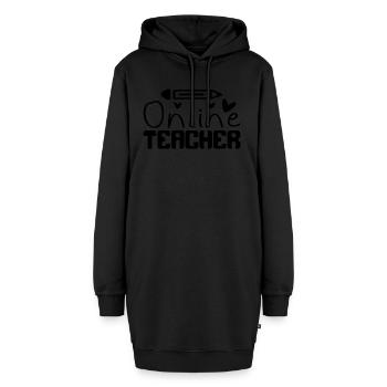 Online Teacher - Hoodie-Kleid - Schwarz - Vorne - AI Model Female 172 light (172cm)