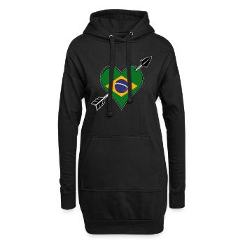 Brésil drapeau coeur amoureux - Sweat-shirt à capuche long Femme - noir - Devant