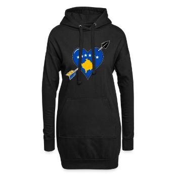 Drapeau du Kosovo Amour du cœur - Sweat-shirt à capuche long Femme - noir - Devant