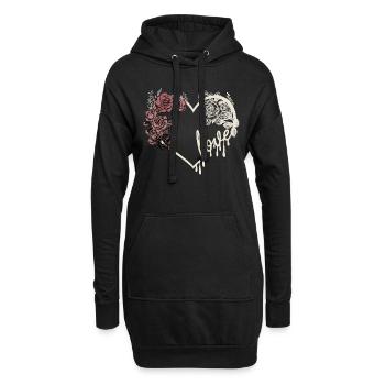 Liebesherz dunkel-romantisches Design in Farbe Creme - Hoodie-Kleid - Schwarz - Vorne