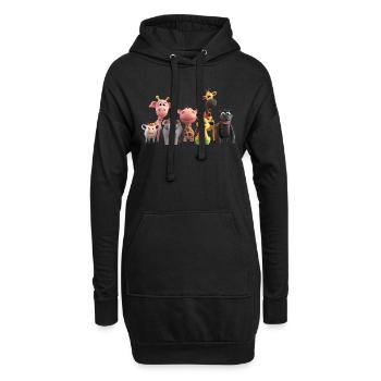Lustige Tiergruppe - Hoodie-Kleid - Schwarz - Vorne