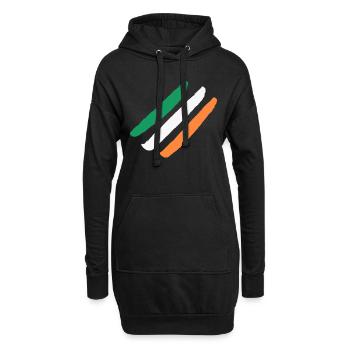 Irland / Irlandflagge - Diagonal - Stylish - Hoodie-Kleid - Schwarz - Vorne