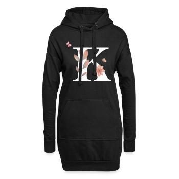Buchstabe k Wildblumen Aquarelle - Hoodie-Kleid - Schwarz - Vorne