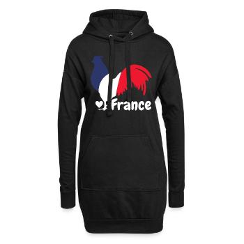 Coq français bleu blanc rouge - Sweat-shirt à capuche long Femme - noir - Devant