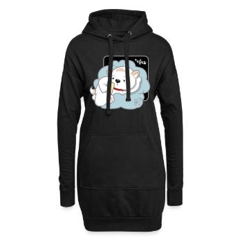 Hund koreanisch - japanischer Stil 03 - Hoodie-Kleid - Schwarz - Vorne