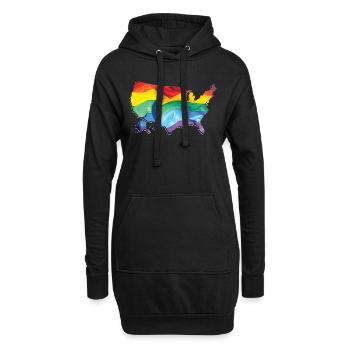 États-Unis | Drapeau réel | LGBTQIA+ - Sweat-shirt à capuche long Femme - noir - Devant