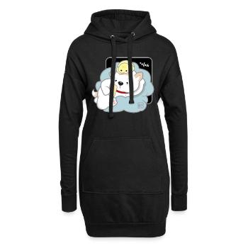 Hund koreanisch - japanischer Stil 03B - Hoodie-Kleid - Schwarz - Vorne