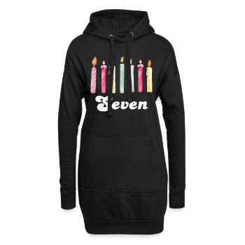 7e anniversaire bougie - Sweat-shirt à capuche long Femme - noir - Devant