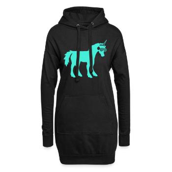 Cooles Cyan DJ Einhorn Fabelwesen Party Club Musik - Hoodie-Kleid - Schwarz - Vorne