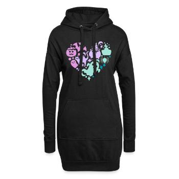 Halloween Herz - Hoodie-Kleid - Schwarz - Vorne