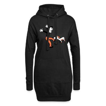 Chien dangereux mord l’homme Douleur au pied Attaque - Sweat-shirt à capuche long Femme - noir - Devant