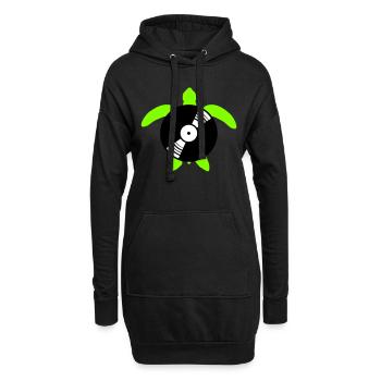 tortue d’eau disque vinyle musique DJ club - Sweat-shirt à capuche long Femme - noir - Devant
