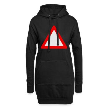 Blank Warning Triangle - Hoodie Dress - black - Front
