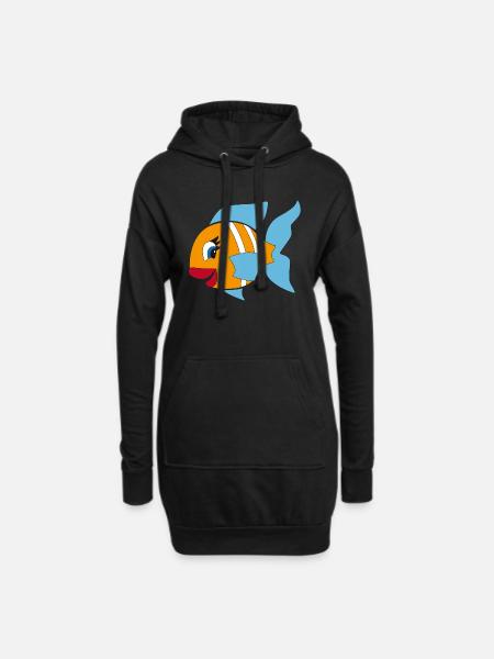 die Fische - Hoodie-Kleid - Schwarz
