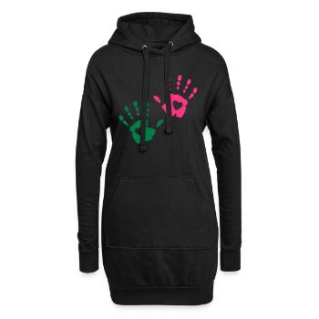 Herz Handabdruck - Hoodie-Kleid - Schwarz - Vorne
