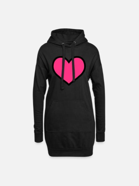 herz - Hoodie-Kleid - Schwarz