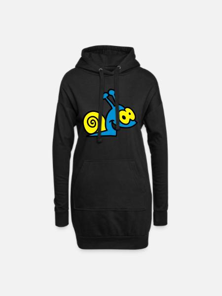 funny snail - 3 - Hoodie Dress - black