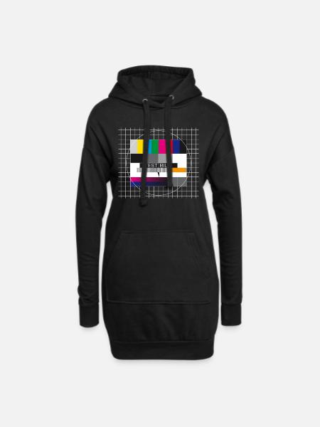 Testbild Fernsehen Bildschirm Sendeschluss Display - Hoodie-Kleid - Schwarz