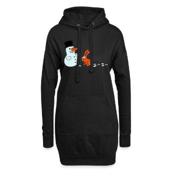 Schneemann und Hase mit Spuren - Sweat-shirt à capuche long Femme - noir - Devant