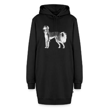 Saluki - Hoodie-Kleid - Schwarz - Vorne - AI Model Female 172 light (172cm)